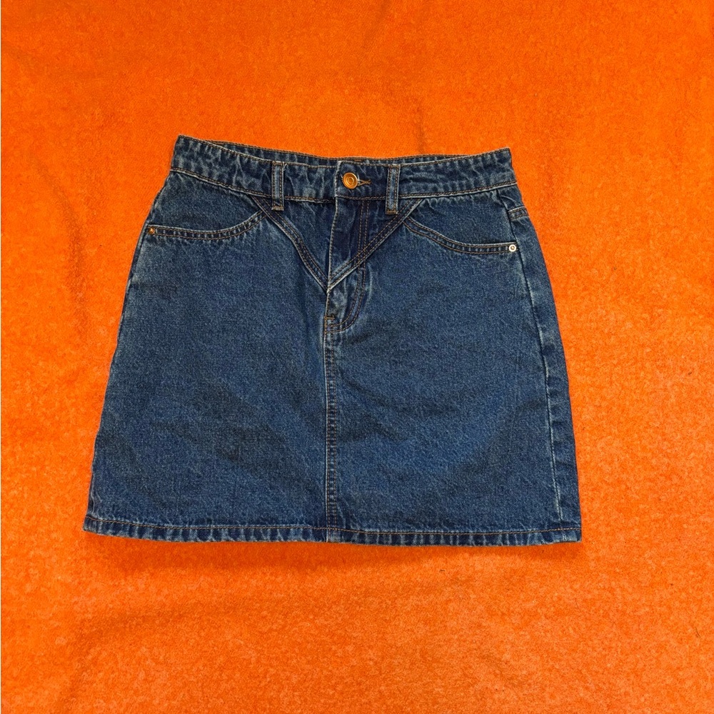 Casual Dark Blue Denim Mini Skirt